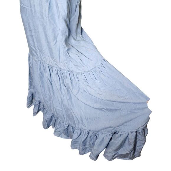 Vince Camuto Sleeveless Tiered Halter Tied Bow Neck Maxi Dress Women Size S Blue - Picture 2 of 11